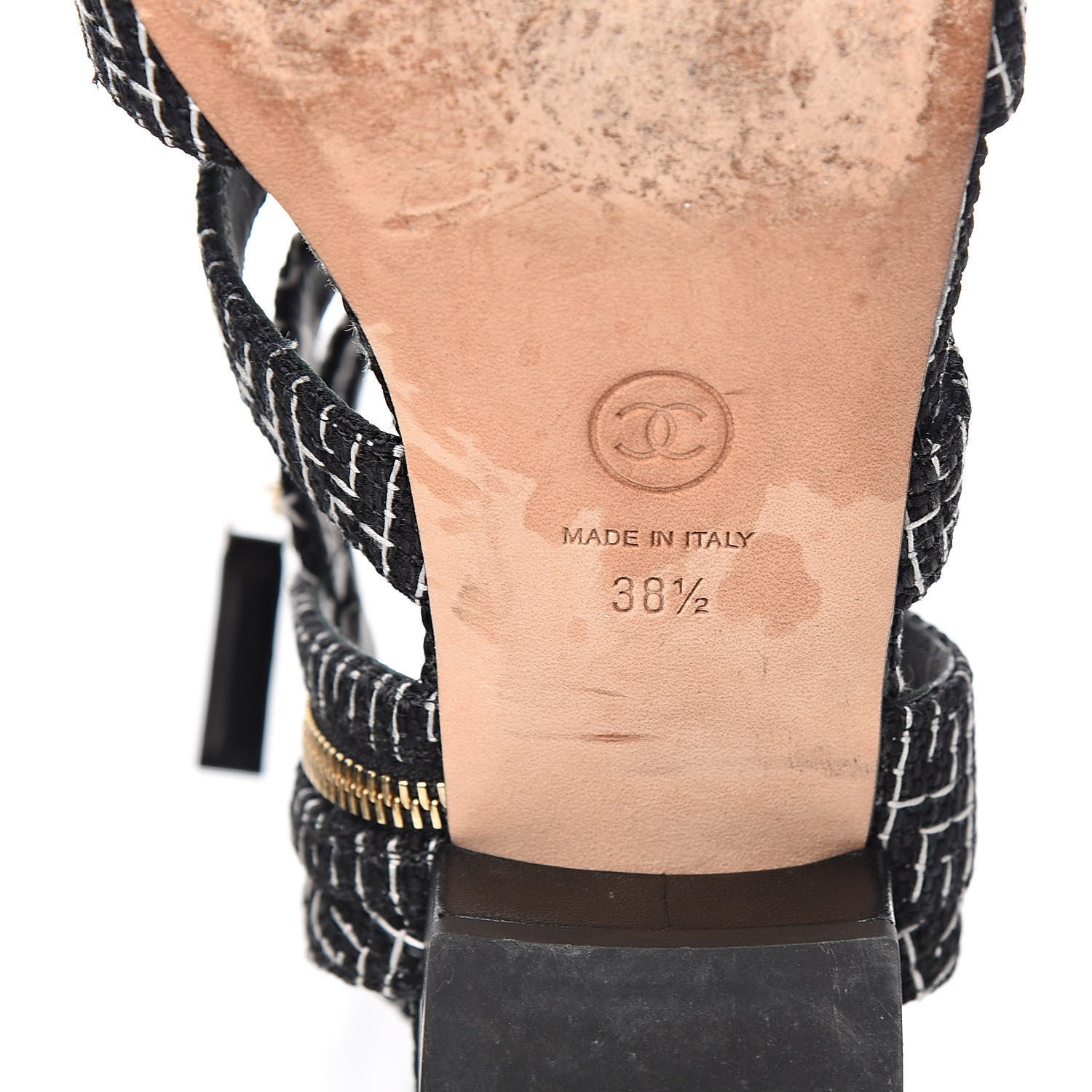 Chanel Tweed Medallion Gladiator Sandals 38.5 Black 8 of 11