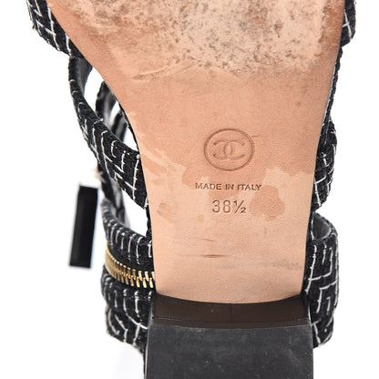 Chanel Tweed Medallion Gladiator Sandals 38.5 Black 8 of 11