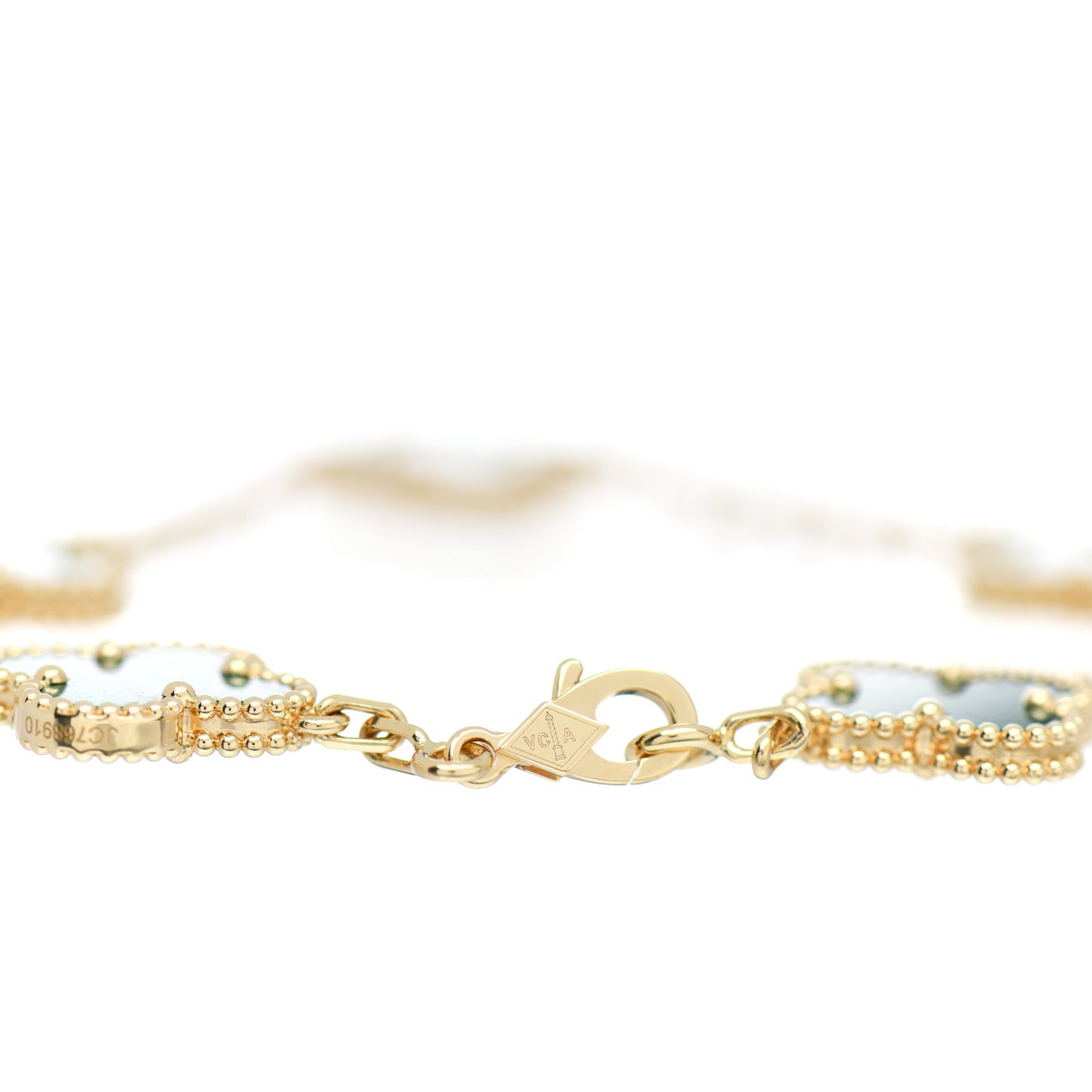18K Yellow Gold Malachite 5 Motifs Vintage Alhambra Bracelet