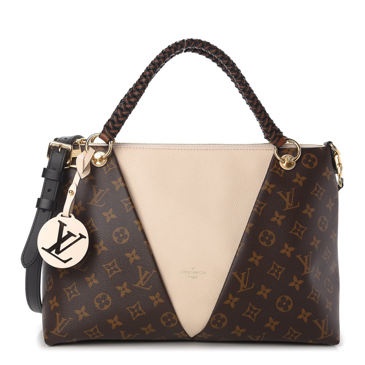 Monogram Braided V Tote MM Creme