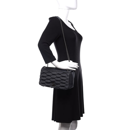Chanel Denim Pleated Denim Turtle Flap Dark Blue 3 of 11
