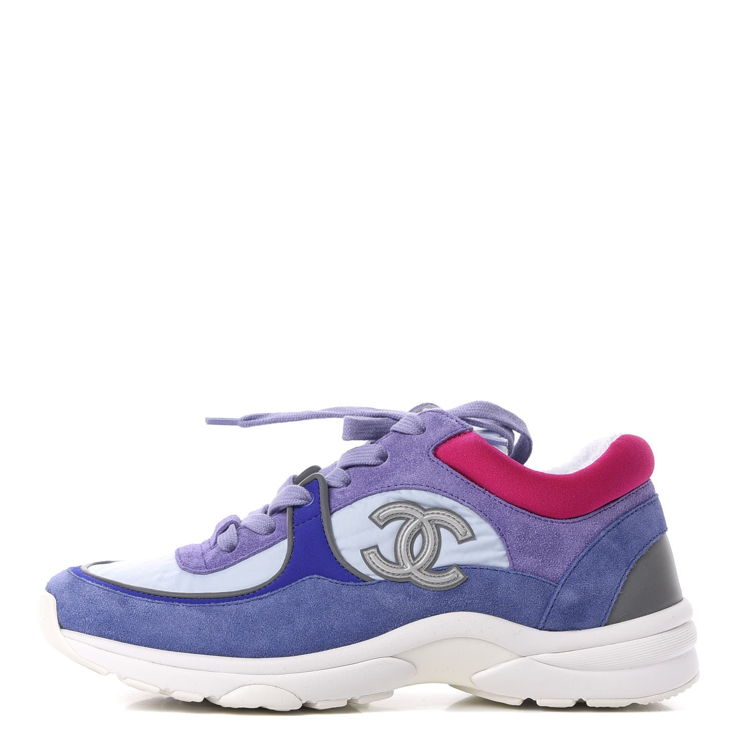 Chanel Nylon Calfskin Suede CC Womens Sneakers 37 Light Blue 1 of 10