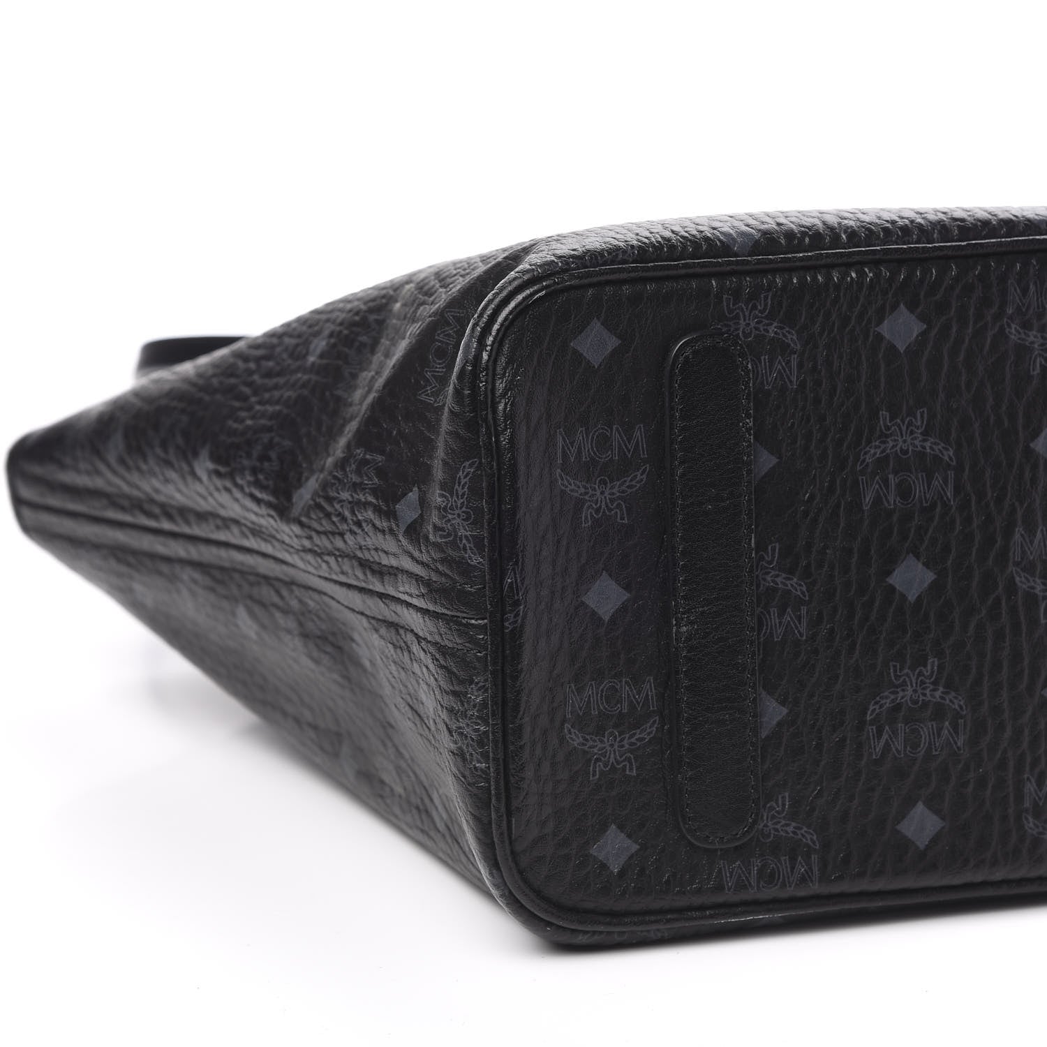 MCM Visetos Medium Anya Zip Top Shopper Tote Black 8 of 16