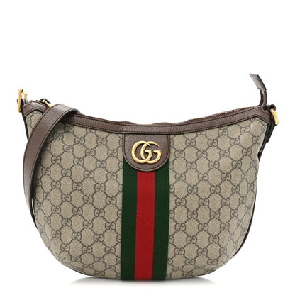 Gucci GG Supreme Monogram Web Small Ophidia Half Moon Hobo Brown 1 of 11