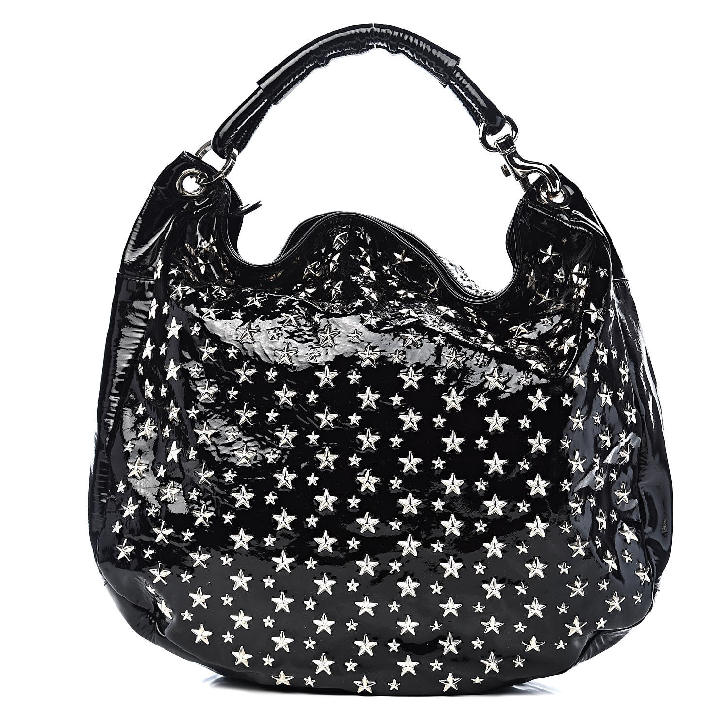 Jimmy Choo Patent Star Studded Large Sky Hobo Black 1 of 15