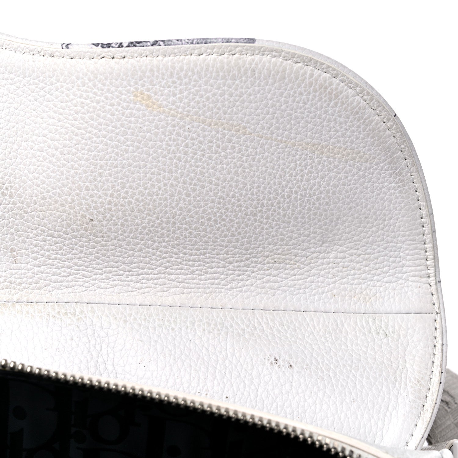 Christian Dior X DANIEL ARSHAM Grained Calfskin Newspaper Print Saddle Bag White 12 of 19