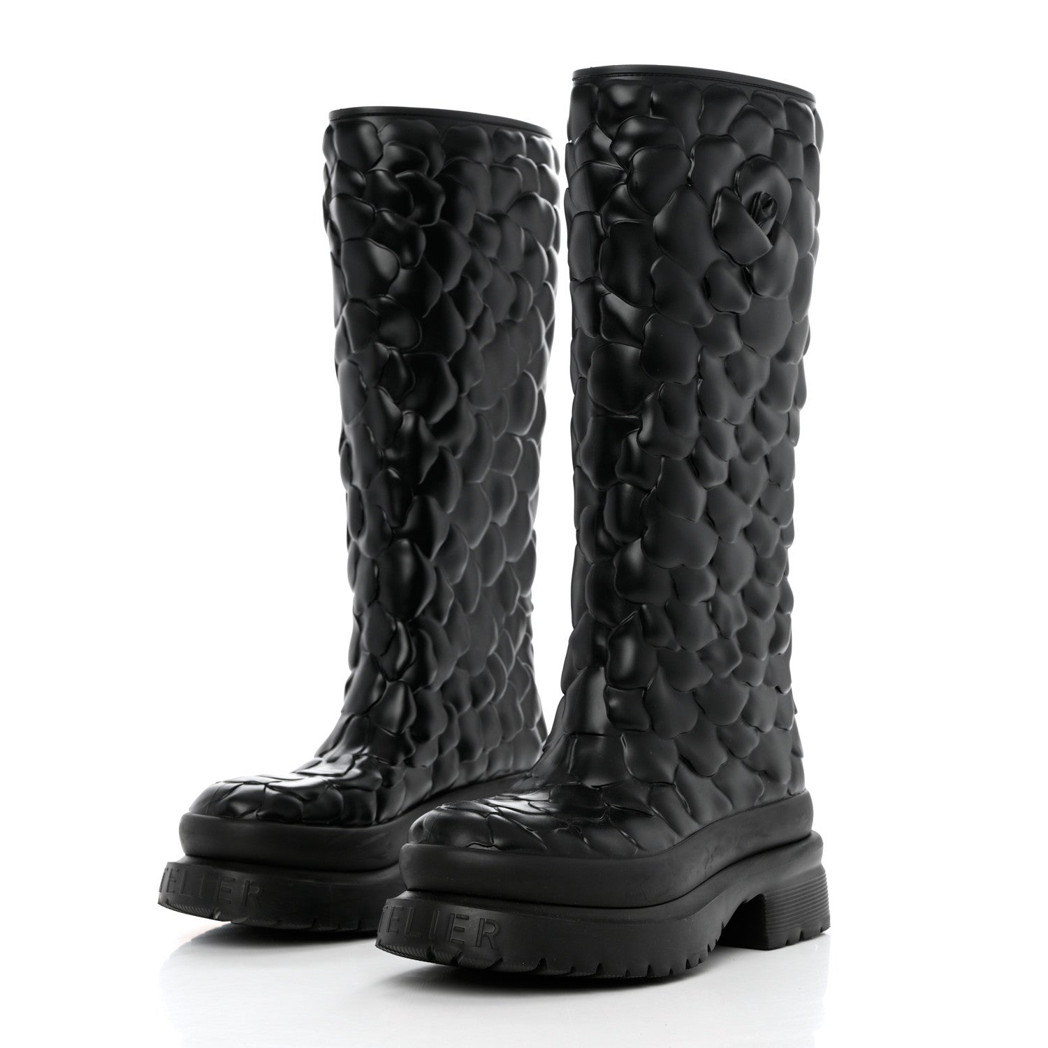 Valentino Garavani Rubber Atelier 03 Rose Edition 30/50mm Tall Rainboots 38 Black 3 of 10