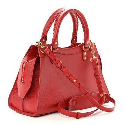Balenciaga Grained Calfskin Neo Classic Gold Hardware S City Medium Red 3 of 10