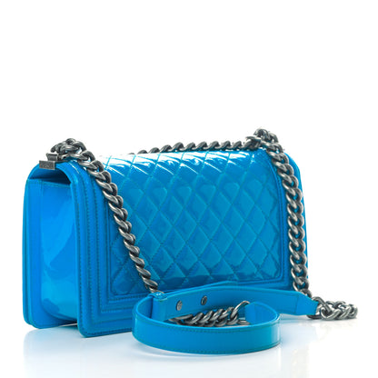 Chanel Patent Calfskin Quilted Medium Boy Flap Blue 2 of 8