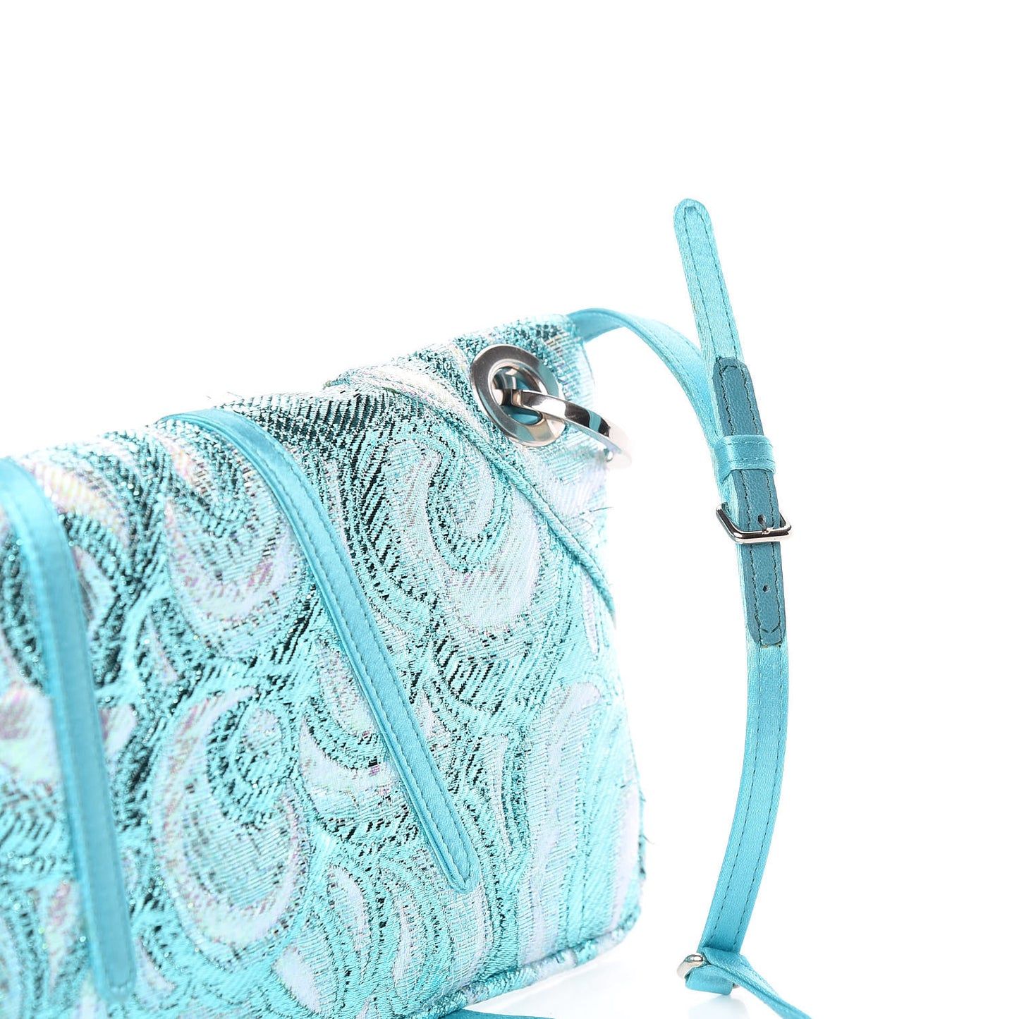 Tessuto Lurex Flap Clutch Turchese