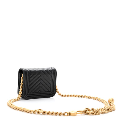 Chanel Caviar Chevron Quilted Boy Flap Waist Belt Bag Black 3 of 12