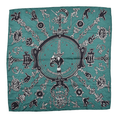 Hermes Silk Serio Ludere Scarf 90 Vert Black White 1 of 4