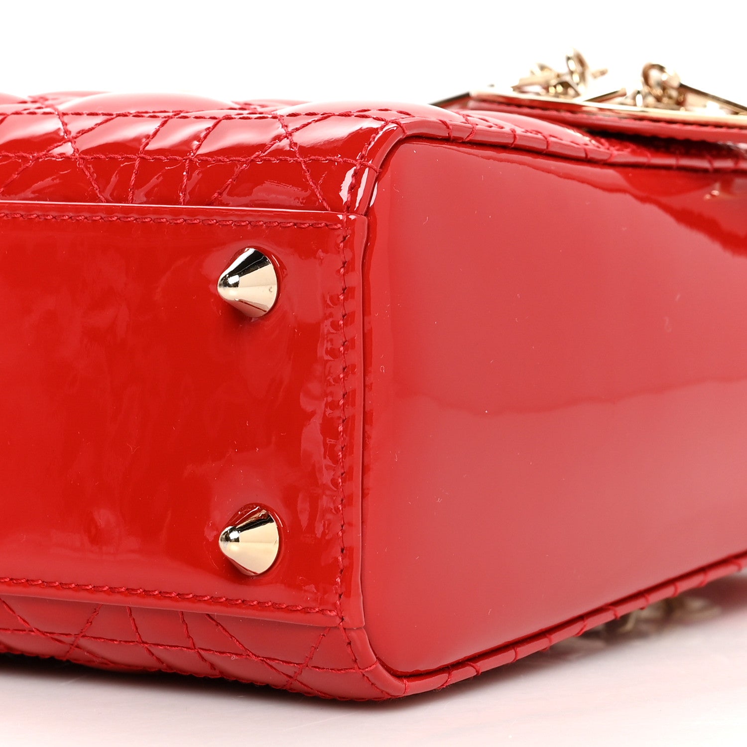 Christian Dior Patent Cannage Small Lady Dior Red 9 of 10