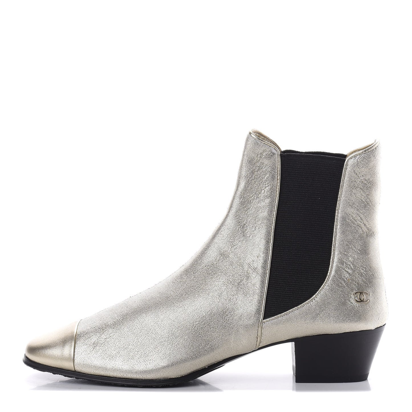 Fantasy Laminated Lambskin Cap Toe Ankle Boots 38 Gold
