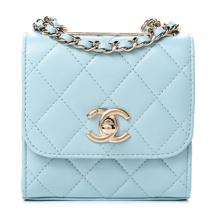 Chanel Lambskin Quilted Mini Trendy CC Chain Wallet Light Blue 1 of 11