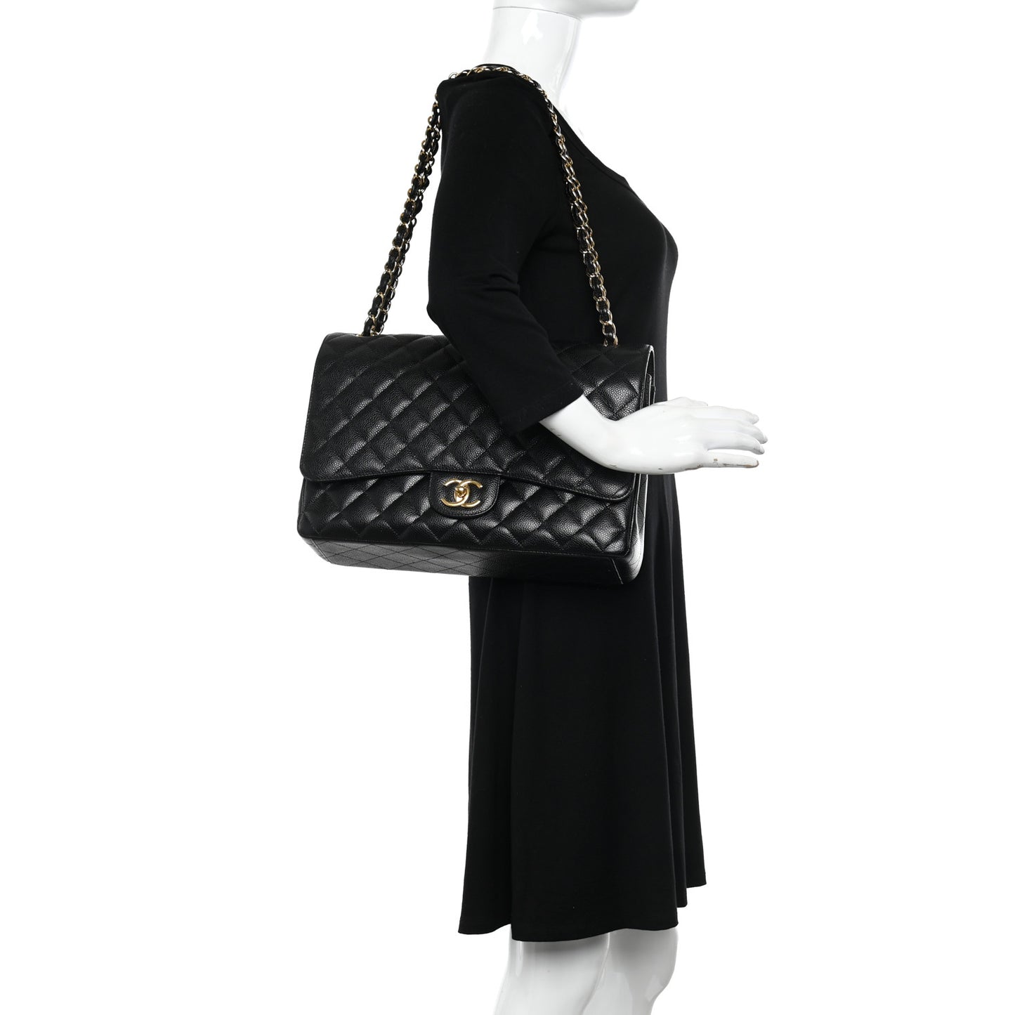 Caviar Quilted Maxi Double Flap Black