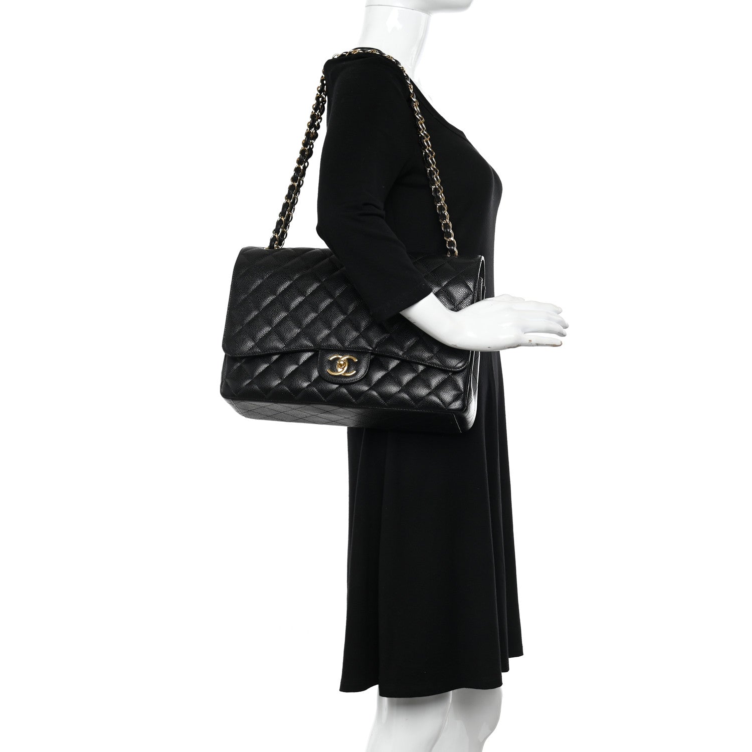 Chanel Caviar Quilted Maxi Double Flap Black 2 of 12