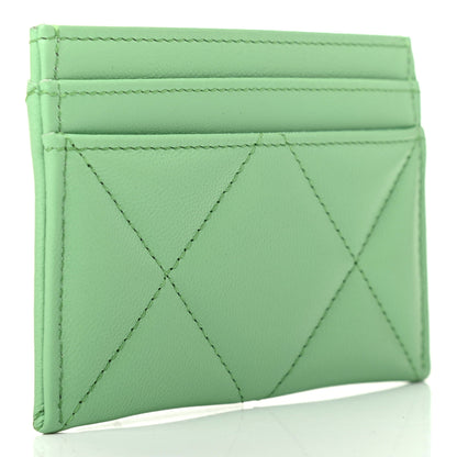 Chanel Shiny Goatskin Quilted Chanel 19 Card Holder Green 3 of 9