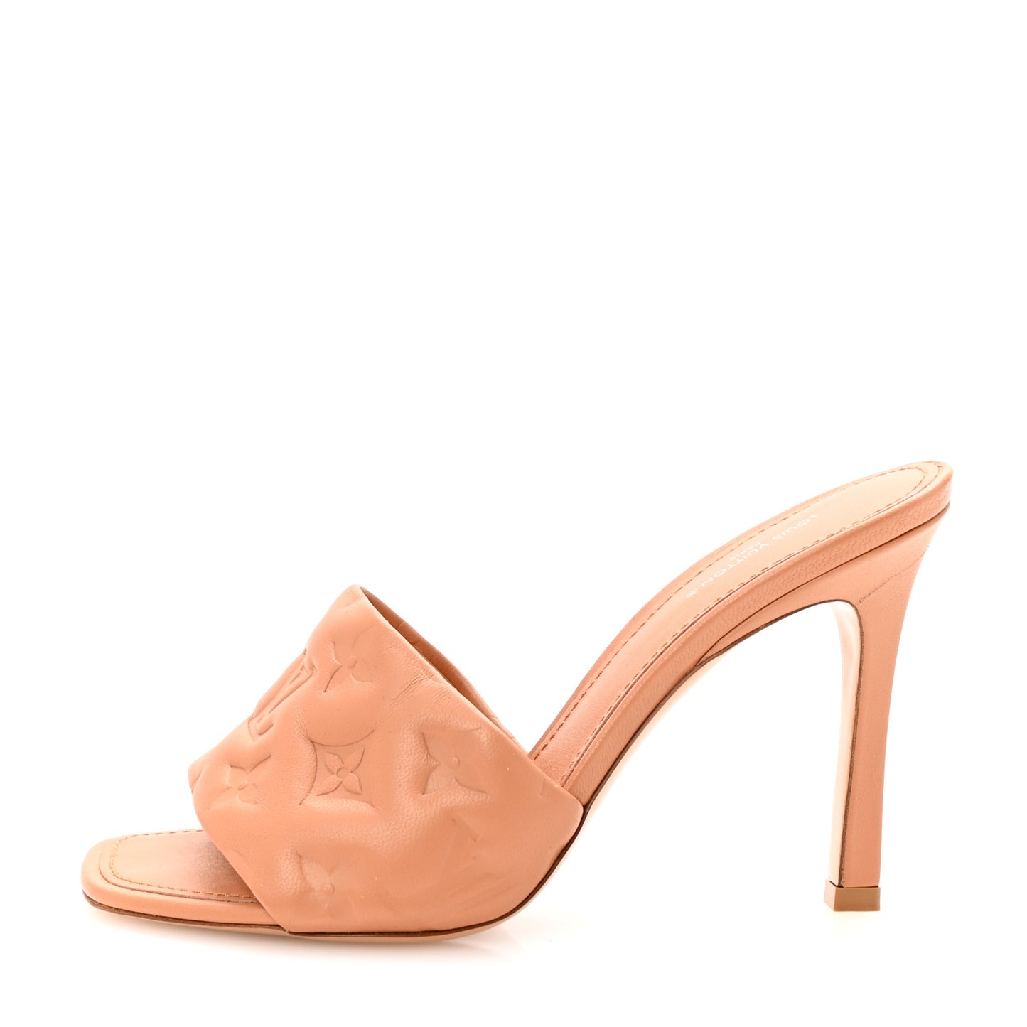 Lambskin Embossed Monogram Revival High Heel Mules 38 Arizona