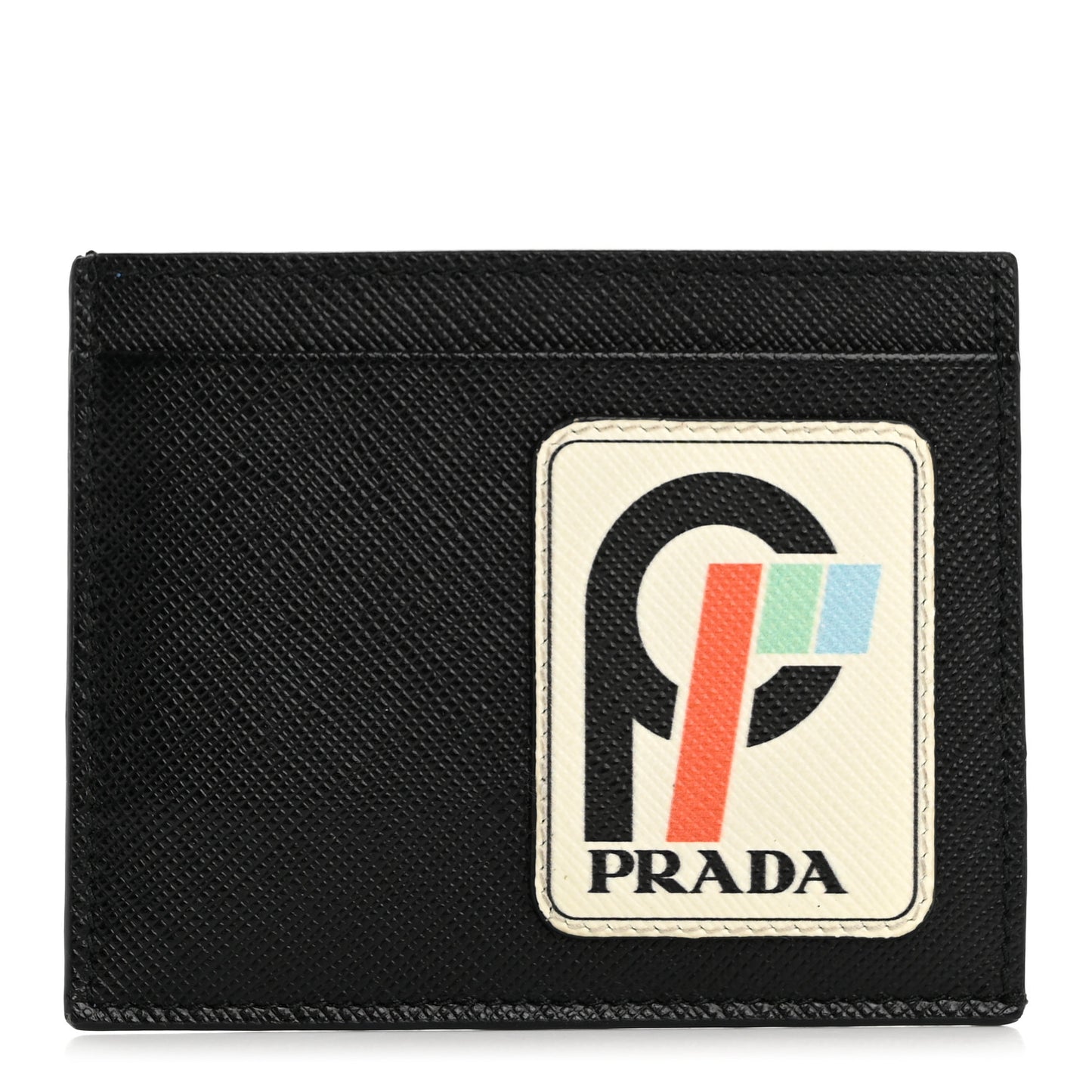 Saffiano Racing Logo Patch Card Holder Black