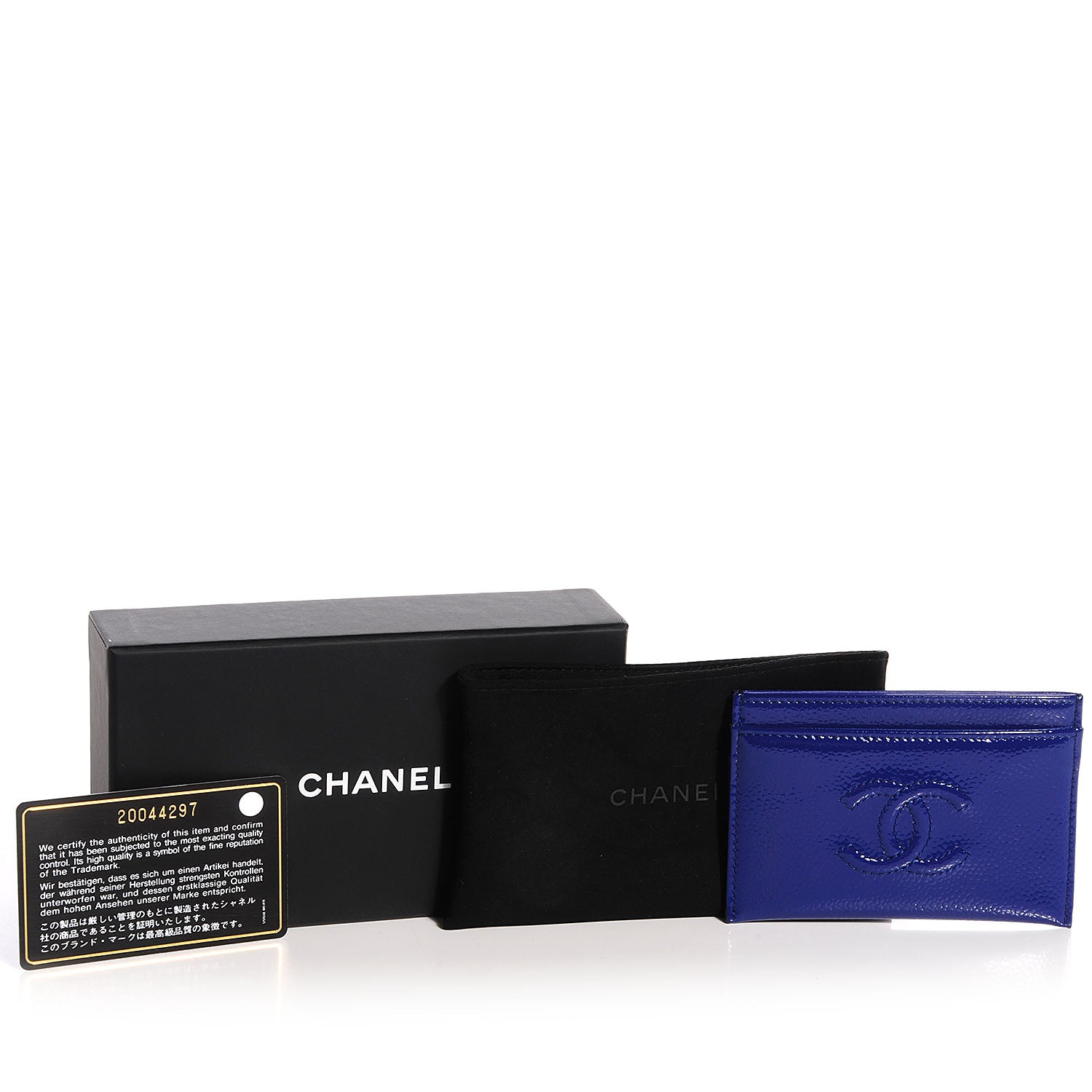 Chanel Patent Grained Calfskin CC Card Holder Blue 9 of 9