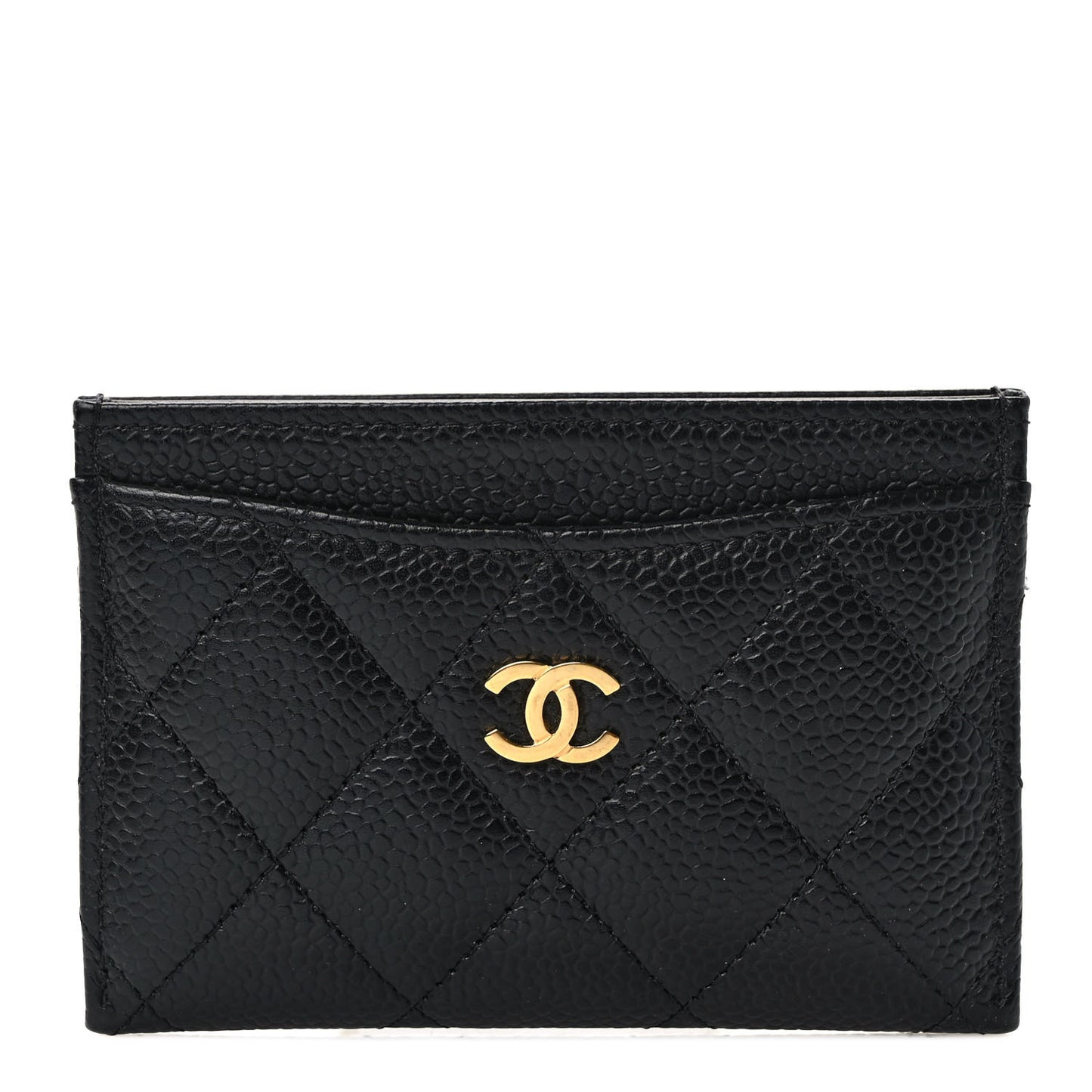Caviar Quilted Card Holder Black
