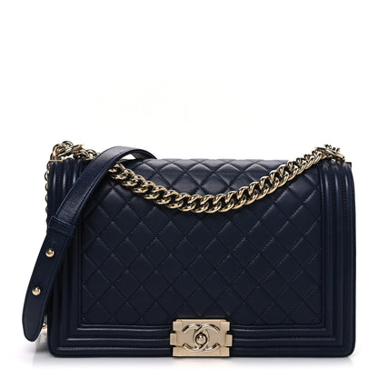 Chanel Lambskin Quilted New Medium Boy Flap Dark Navy Blue 1 of 11