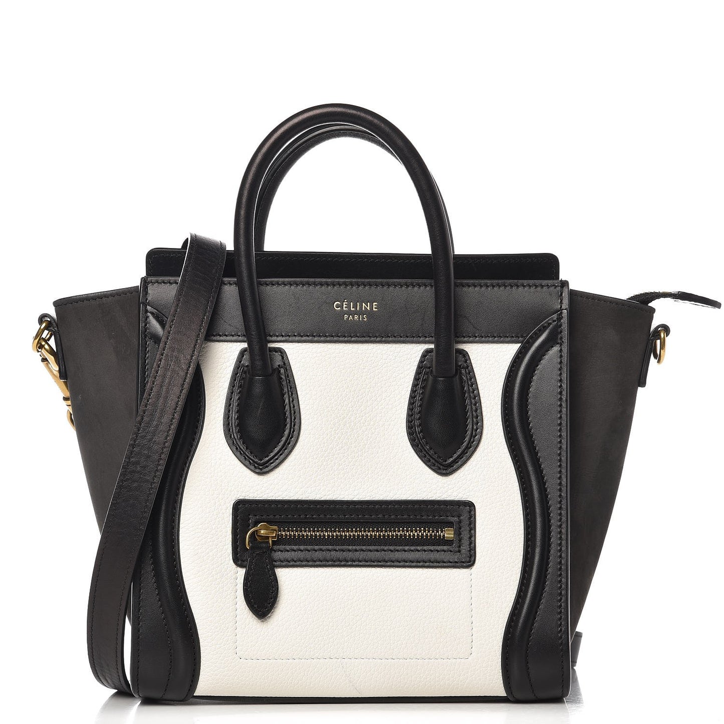 Bullhide Calfskin Nubuck Bi-Color Nano Luggage Black White
