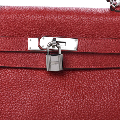 Hermes Taurillon Clemence Retourne Kelly 35 Rouge Casaque 33 of 34