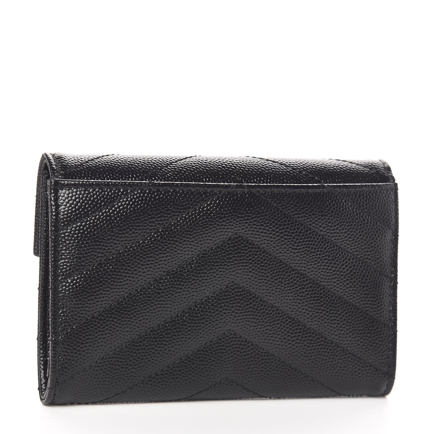 Saint Laurent Grain De Poudre Matelasse Chevron Small Monogram Envelope Wallet Black 3 of 8
