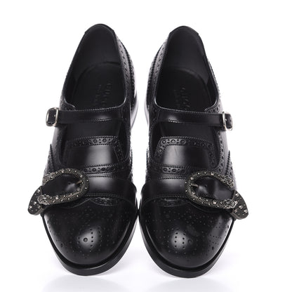 Gucci Calfskin Bee Embroidered Mens Queercore Brogue Wingtip Monk Strap Loafers 10.5 Black 6 of 14