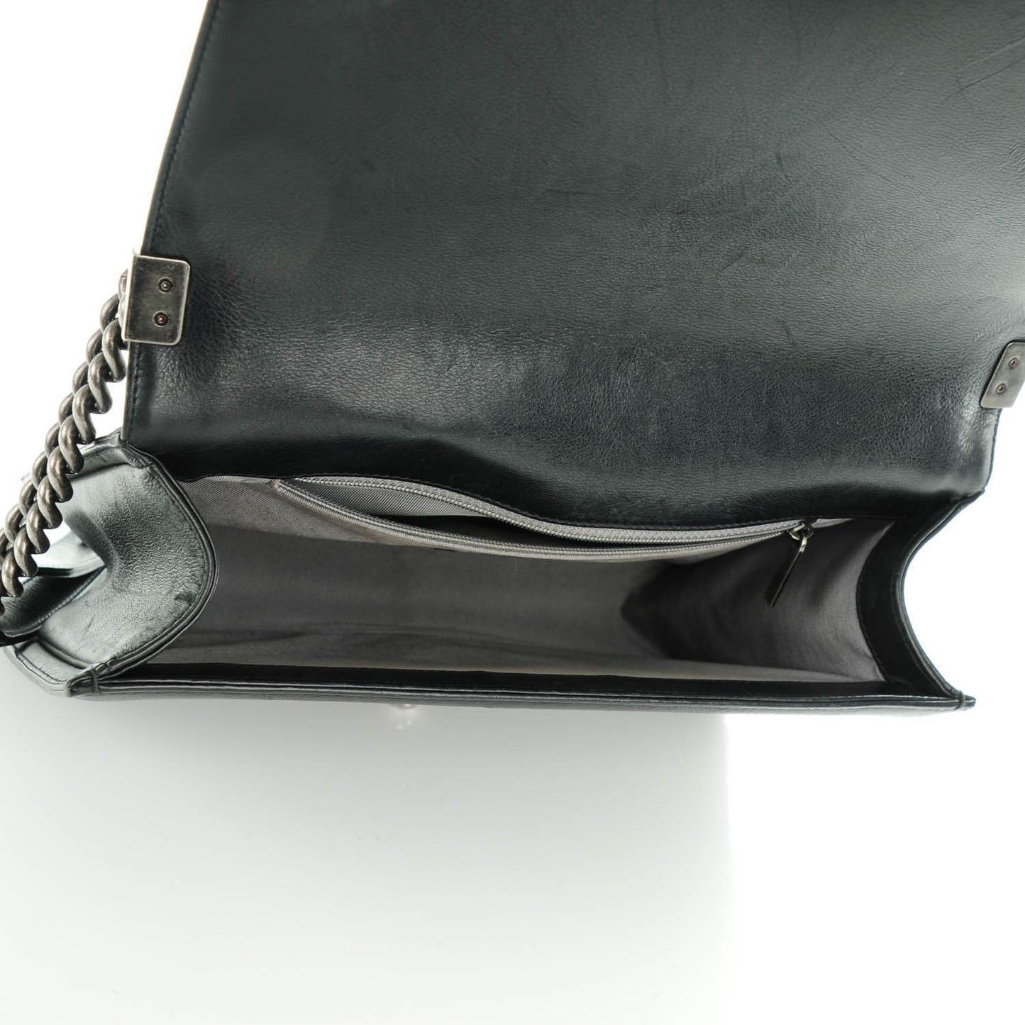 Calfskin Quilted Double Stitch New Medium Boy Flap Black