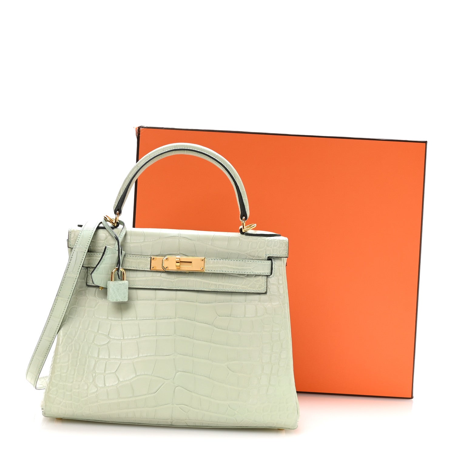 Hermes Matte Alligator Kelly Retourne 28 Vert D'eau 11 of 11