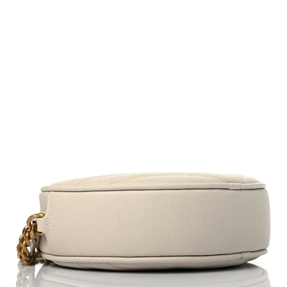 Saint Laurent Grain De Poudre Matelasse Chevron Quilted Round Vinyle Camera Bag Blanc Vintage 3 of 4