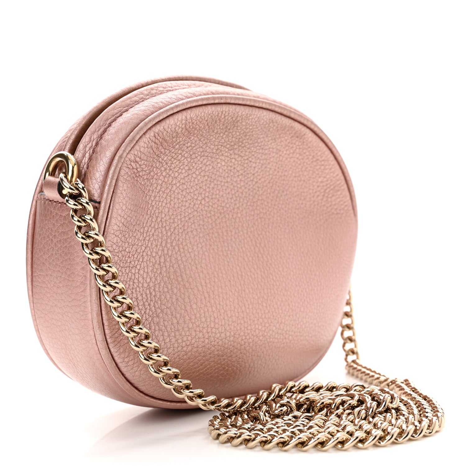 Gucci Metallic Pebbled Calfskin Mini Soho Chain Bag Pink 3 of 10