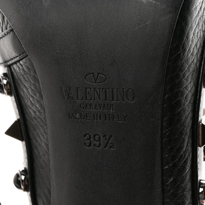 Valentino Garavani Pebbled Calfskin Onyx Rockstud Rolling Ankle Strap 100mm Pumps 39.5 Black 7 of 10