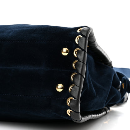 Fendi Velvet Vitello Seta Lace Up Medium Peekaboo Iconic Satchel Blue 12 of 14