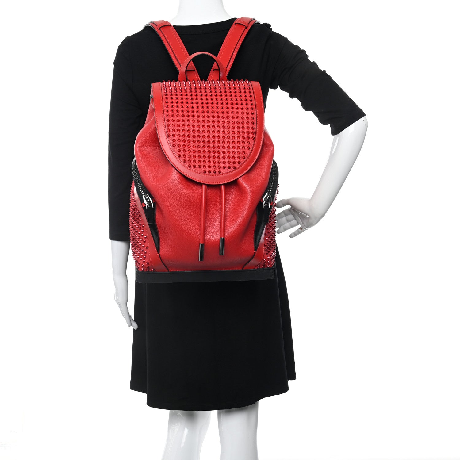 Christian Louboutin Calfskin Spiked Explorafunk Backpack Red 2 of 10