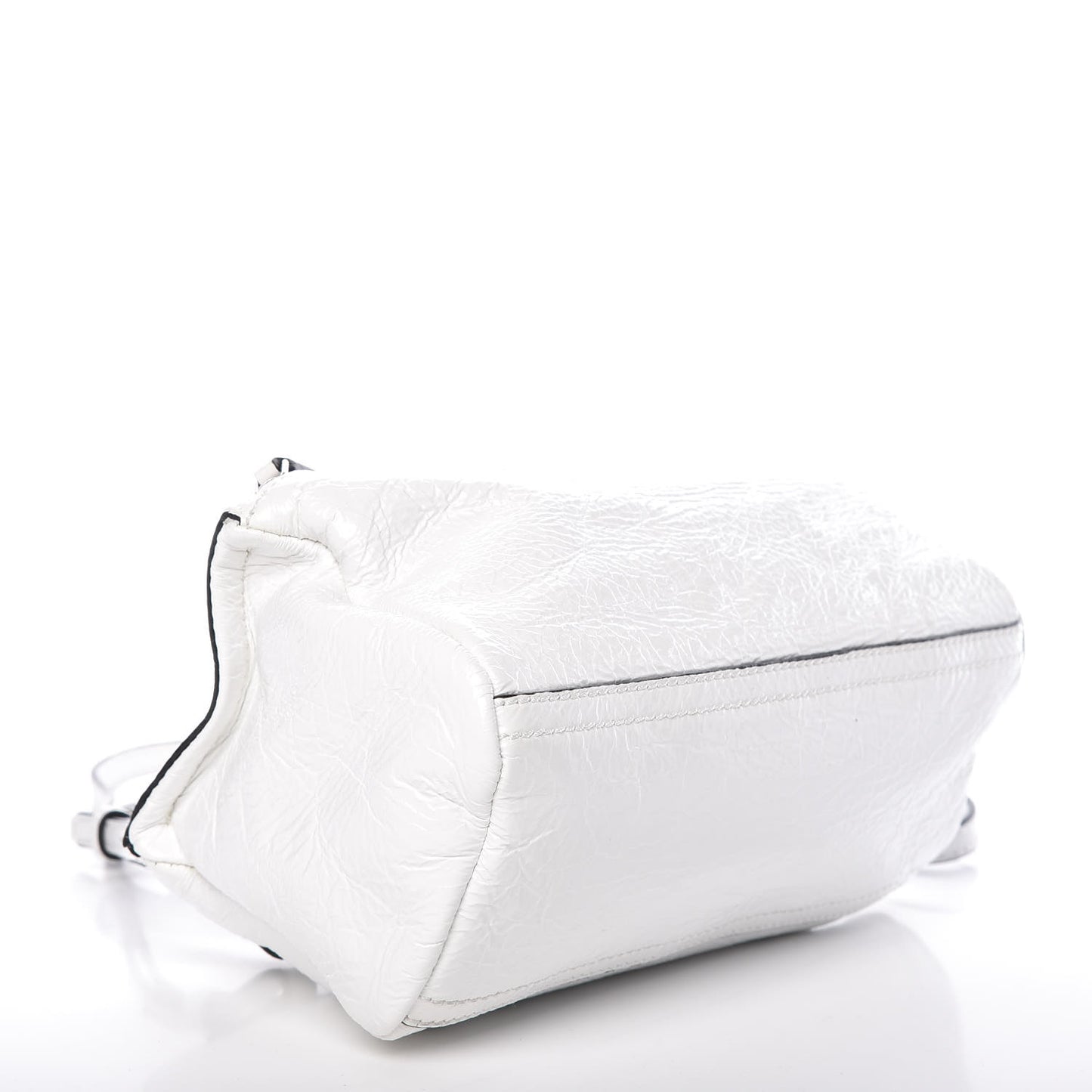 Crinkled Patent Deerskin Mini Pandora White