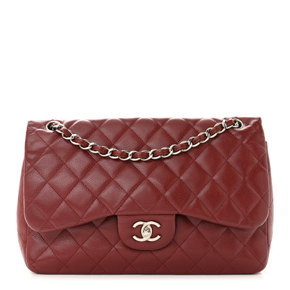 Chanel Caviar Quilted Jumbo Double Flap Dark Red 1 of 14