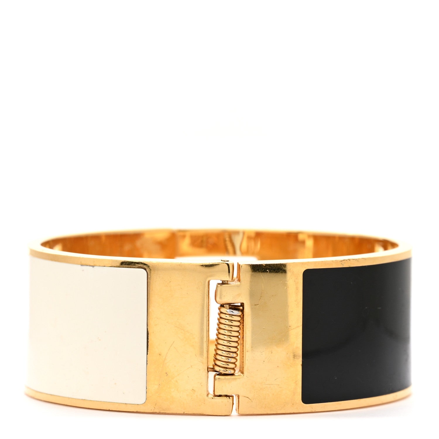 Fendi Enamel Fendista Bracelet L Gold White Black 3 of 5