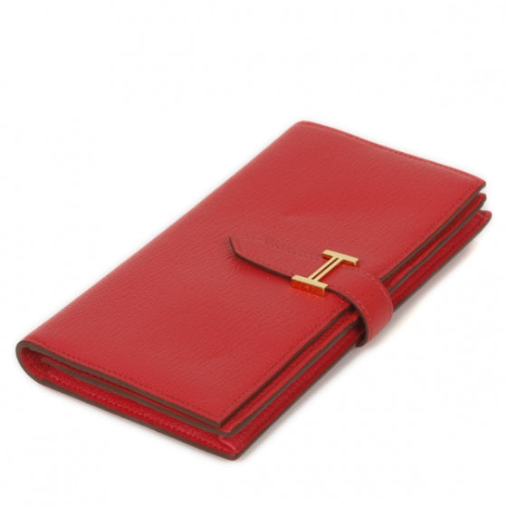 Chevre Bearn Wallet w Gusset Vermillion Red