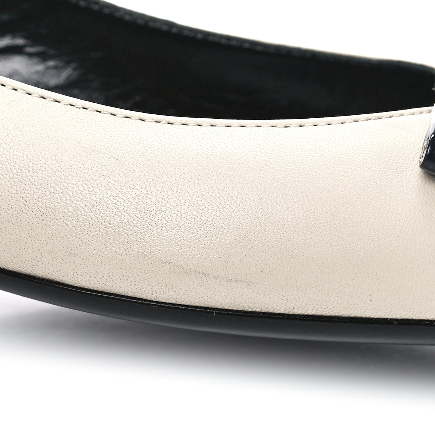 Patent Smooth Lambskin Anais Slingback Flats 36 Navy Pearl