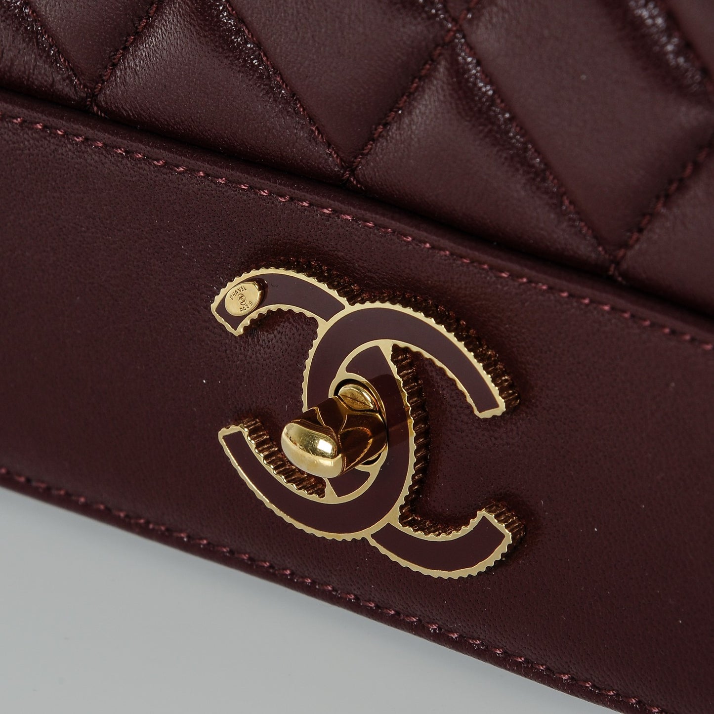 Sheepskin Quilted Vintage Mademoiselle Flap Dark Red