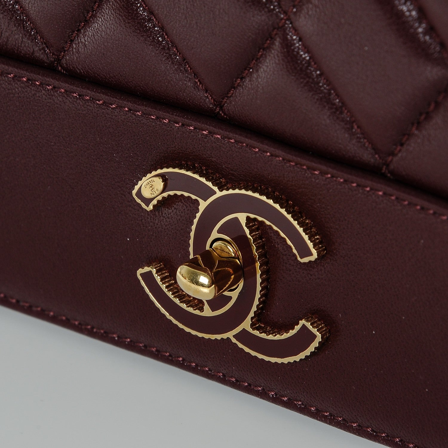 Chanel Sheepskin Quilted Vintage Mademoiselle Flap Dark Red 5 of 8