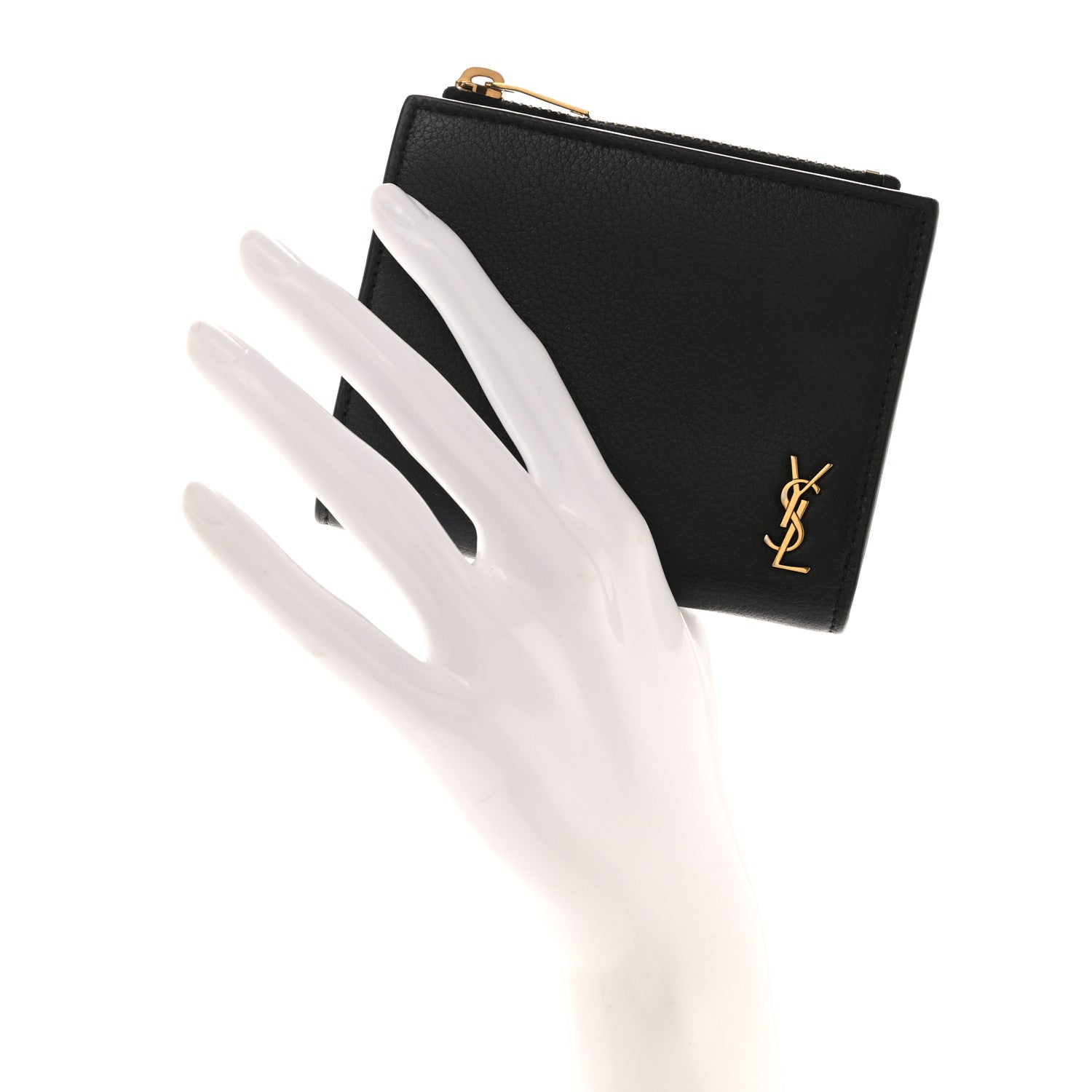 Saint Laurent Calfskin Compact Zip Wallet Black 2 of 7