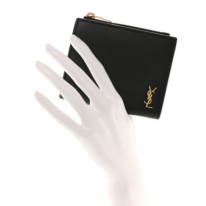 Saint Laurent Calfskin Compact Zip Wallet Black 2 of 7