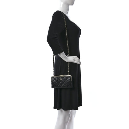 Chanel Lambskin Quilted Frame Clutch With Chain Black 2 of 11