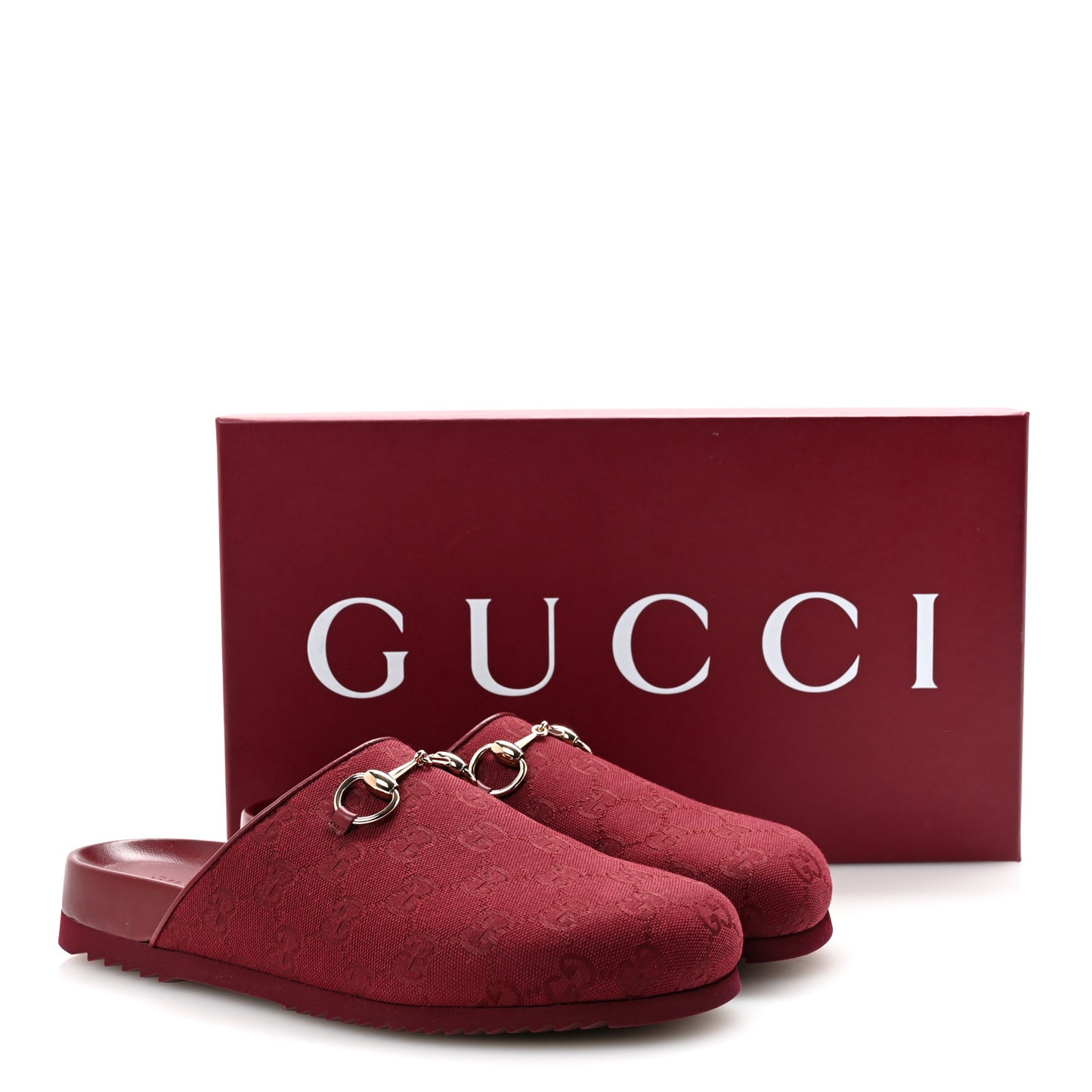 GG Supreme Monogram Womens Horsebit Slippers 40 Rosso Ancora