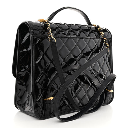 Chanel Patent Quilted Large School Memory Top Handle Flap Black 4 of 10